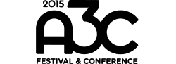 A black and white image of the A3C Festival & Conferance logo