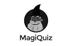 A black and white image of the Magi Quiz Logo