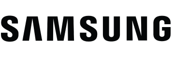 A black and white Samsung logo