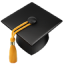 Black graduation cap with gold tassel