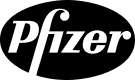 A black and white Pfizer logo