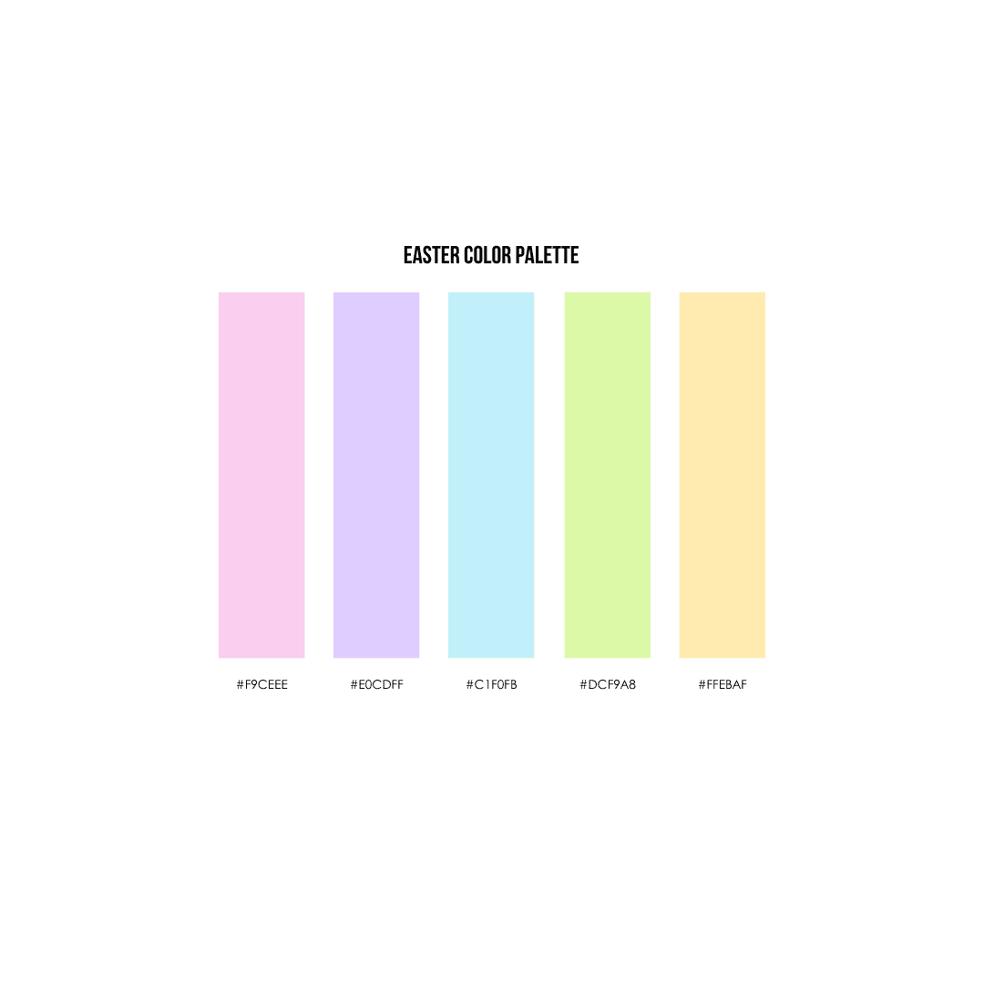 Pastel color palette Easter example Example pastel palette for Easter social media designs