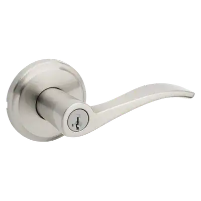 Kwikset curved lever in satin nickel